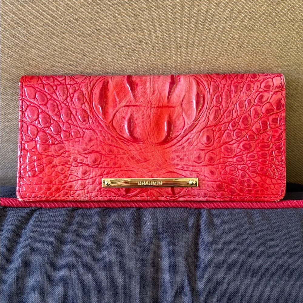 Brahmin Pink Croc Embossed Clutch